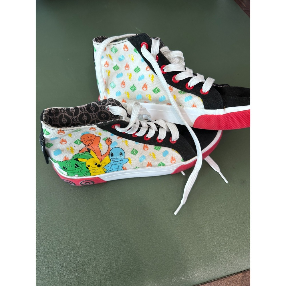 Ground Up Pokemon High Top Canvas Shoes Kids Youth Size 4 Kanto Starters Pikachu